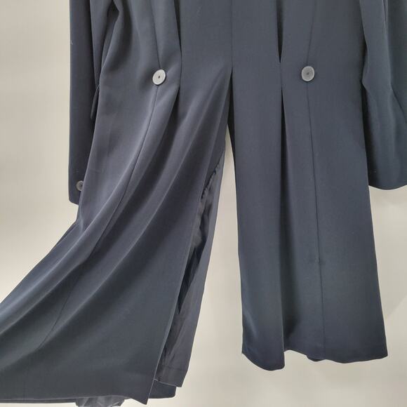 FIRST Dress Coat Womens‎ 16 Navy Double Breasted Vented Trench Career Evening - Picture 12 of 16